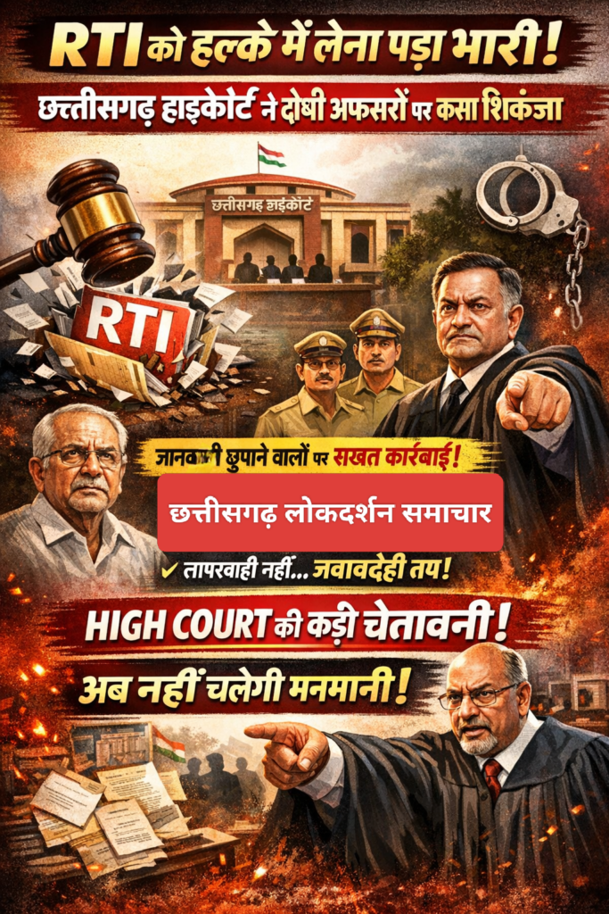 RTI को हल्के में लेना पड़ा भारी: छत्तीसगढ़ हाईकोर्ट ने दोषी अफसरों पर कसा शिकंजा